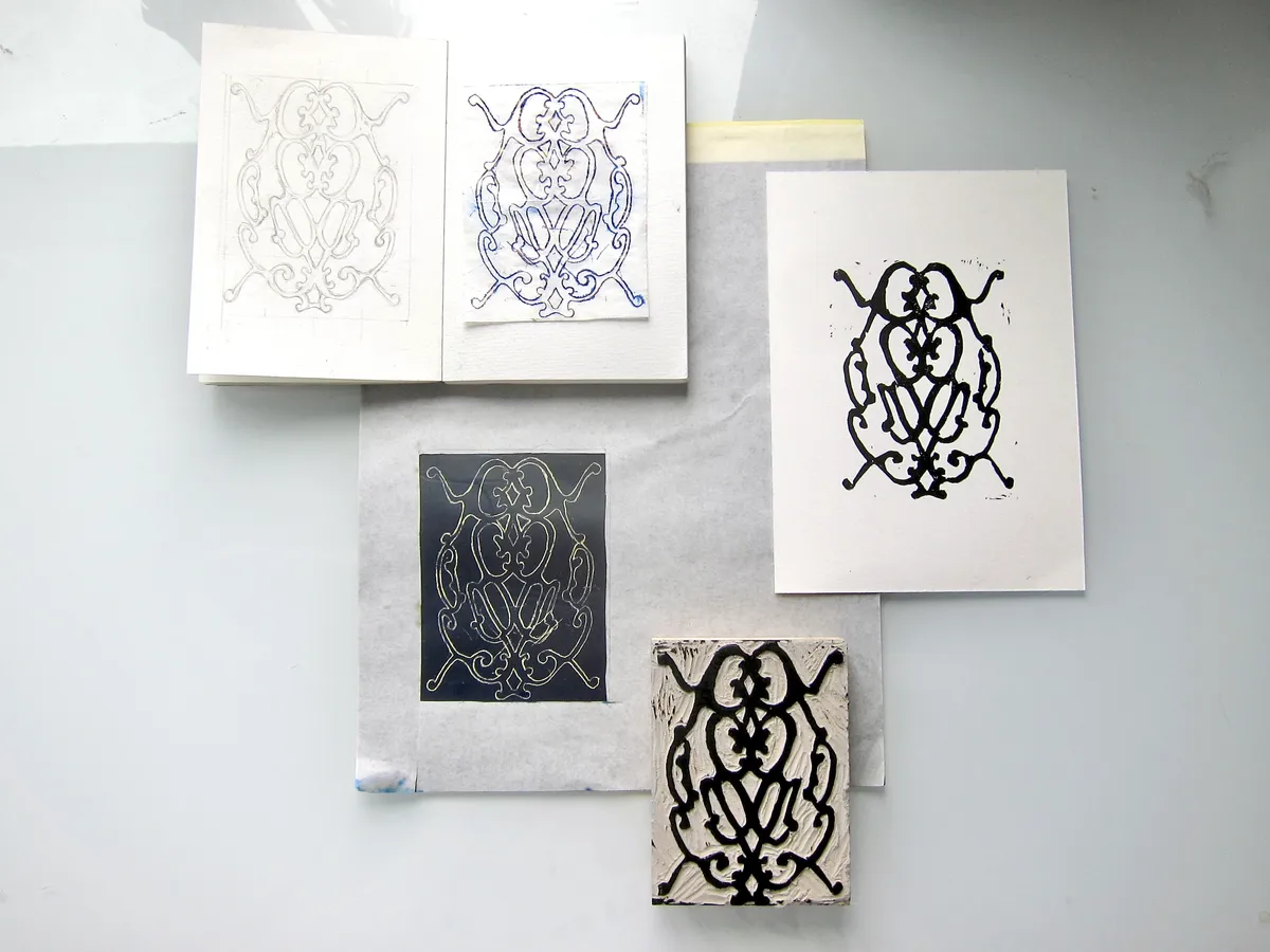 Bug linocut print
