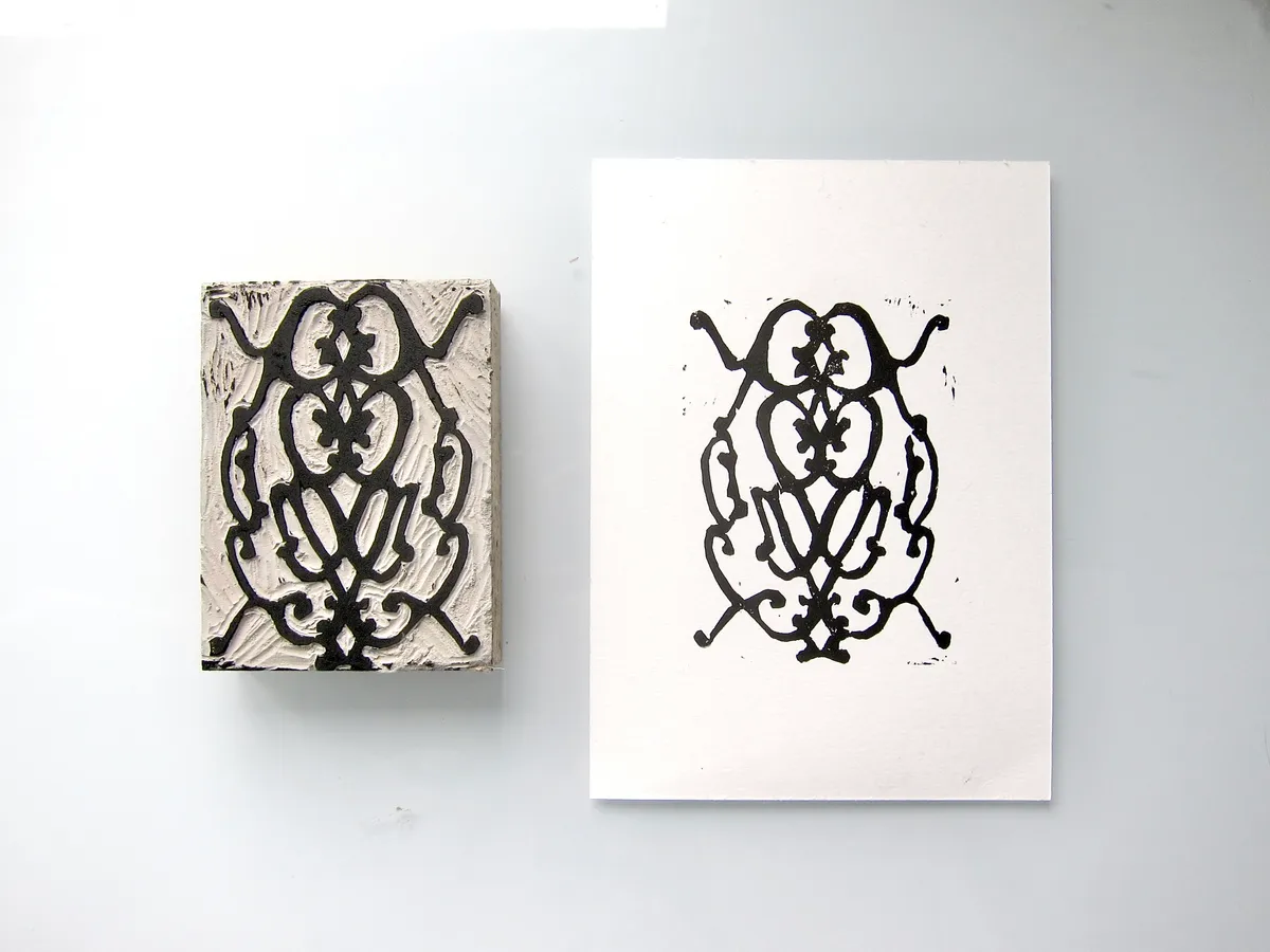Bug linocut print