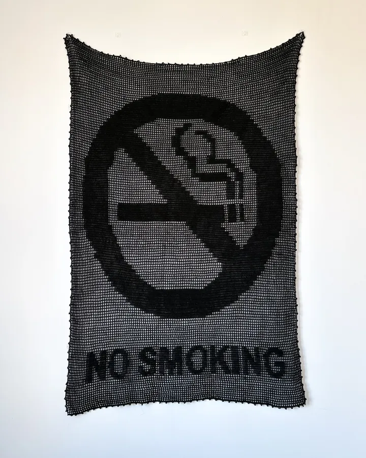 Crochet No Smoking wall hanging